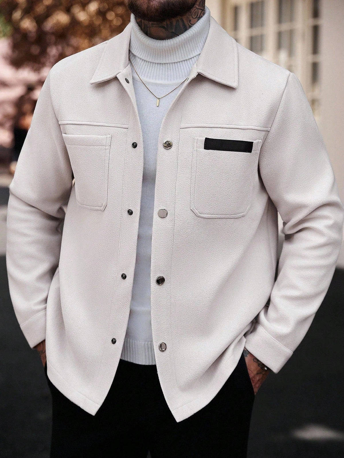 2026 Autumn Winter European And American Men's Fashion Pocket Woolen Jacket With Lapel Casual Single-Breasted Coat For Men 2600808 NorixaFashion.com