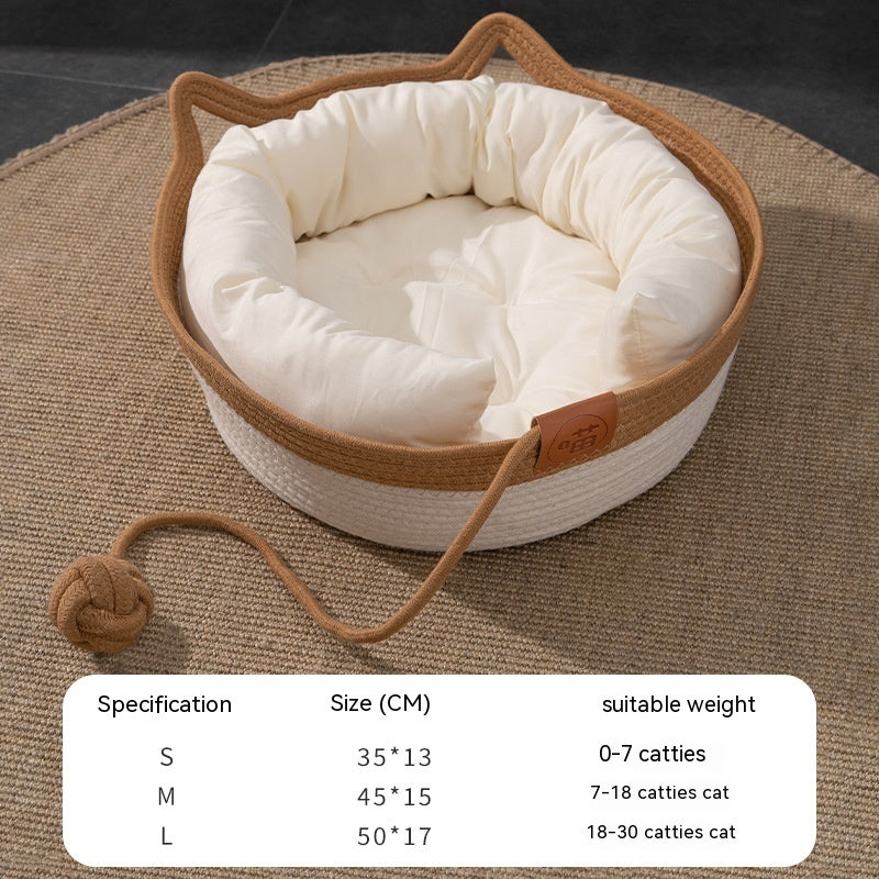 Coarse Linen Rattan Woven Four Seasons Universal Summer Cat Nest Pets Fashion