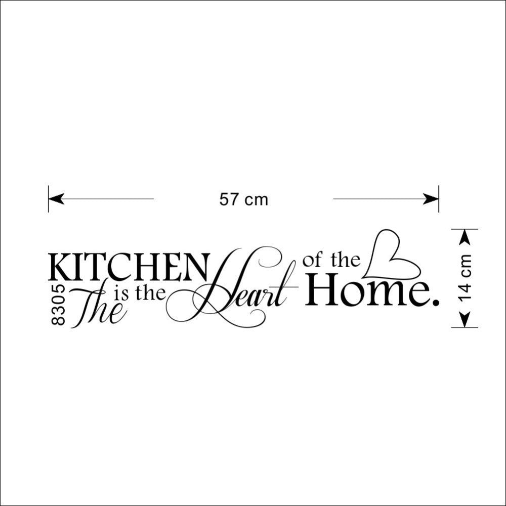 New Kitchen Is Heart Of The Home Letter Pattern Wall Sticker PVC Removable Home Decor DIY Wall Art MURAL PearlNestDecor.com