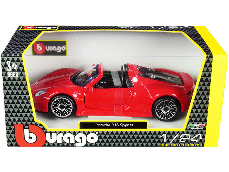 Porsche 918 Spyder Convertible Red 1/24 Diecast Model Car by Bburago LuxuryLifeWay Online Store