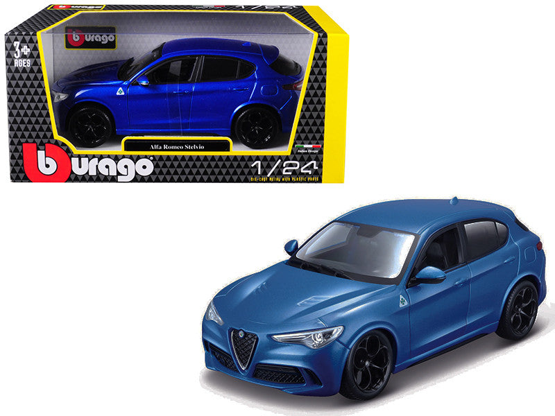 Alfa Romeo Stelvio Quadrifoglio Blue 1/24 Diecast Model Car by Bburago LuxuryLifeWay Online Store