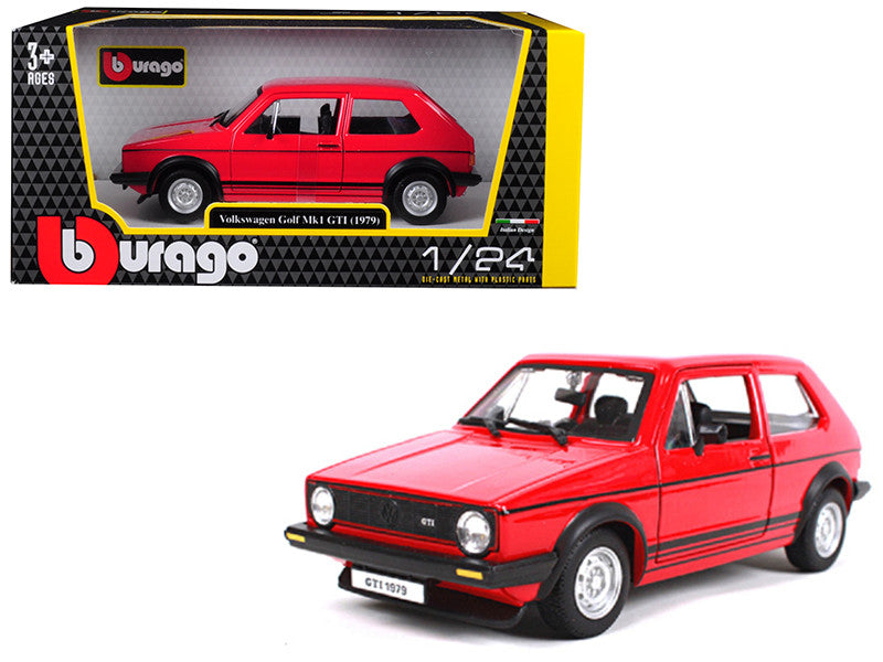 1979 Volkswagen Golf Mk1 GTI Red with Black Stripes 1/24 Diecast Model Car by Bburago LuxuryLifeWay Online Store