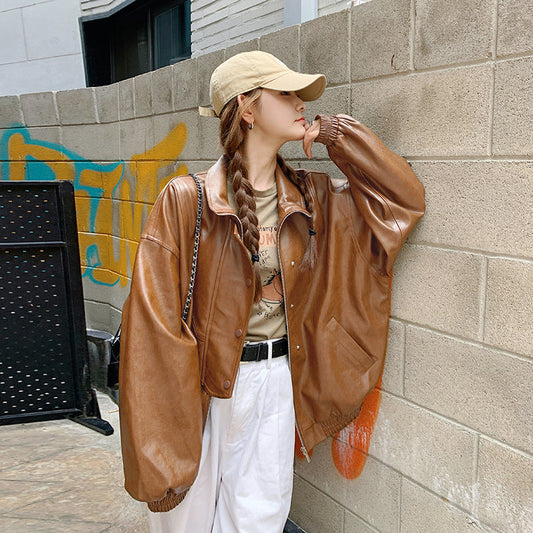 High-grade Casual Leather Jacket Motorcycle Clothing LadyShow.Store