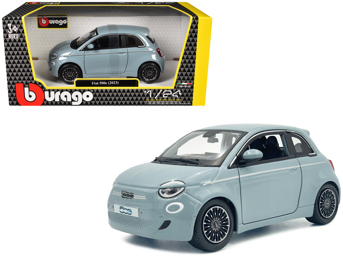 2023 Fiat 500e Light Blue 1/24 Diecast Model Car by Bburago LuxuryLifeWay Online Store