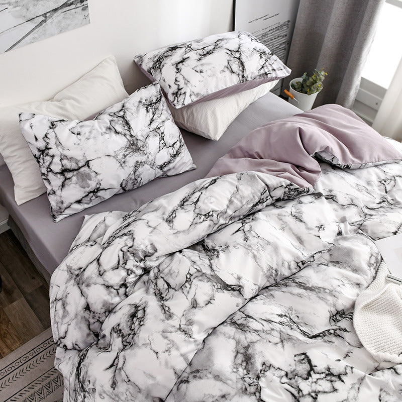 Marble patterned plain duvet cover sheets