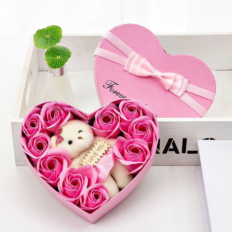 10 Soap Flower Rose Gift Box Bear Christmas Girlfriend Birthday Wedding Gift for Valentine's Day LuxuryLifeWay Online Store