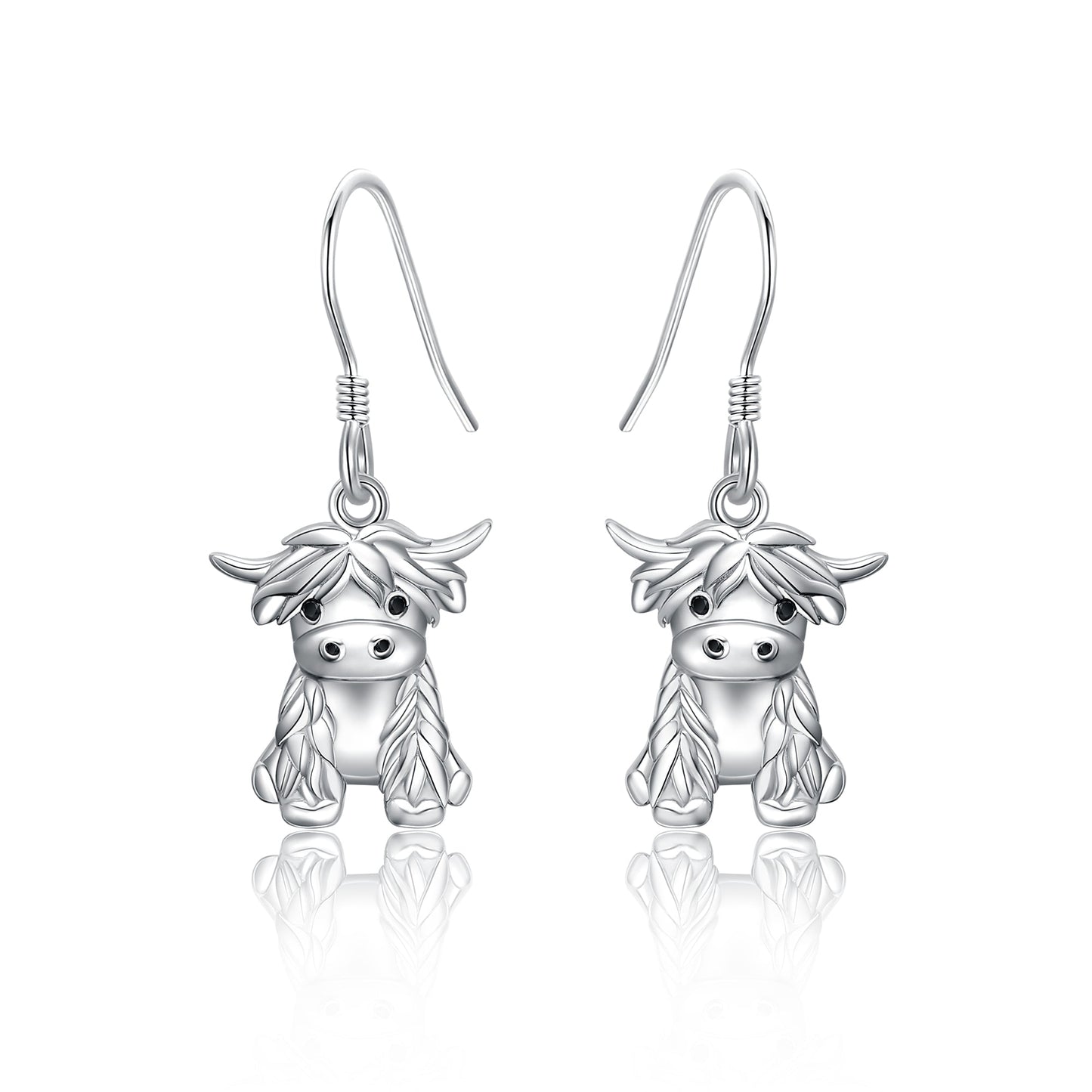 925 Sterling Silver Highland Cow Necklace Cow Earrings Cow Jewelry LadyShow.Store
