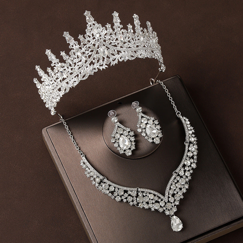 Retro Atmospheric Rhinestone Birthday Crown Hair Accessories Three-piece Suit LadyShow.Store