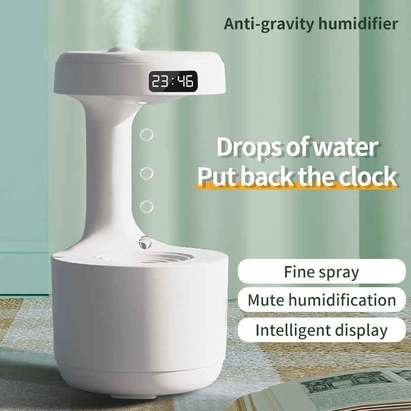 Bedroom Anti-Gravity Humidifier With Clock Water Drop Backflow Aroma Diffuser Large Capacity Office Bedroom Mute Heavy Fog Household Sprayer Pi-Mart