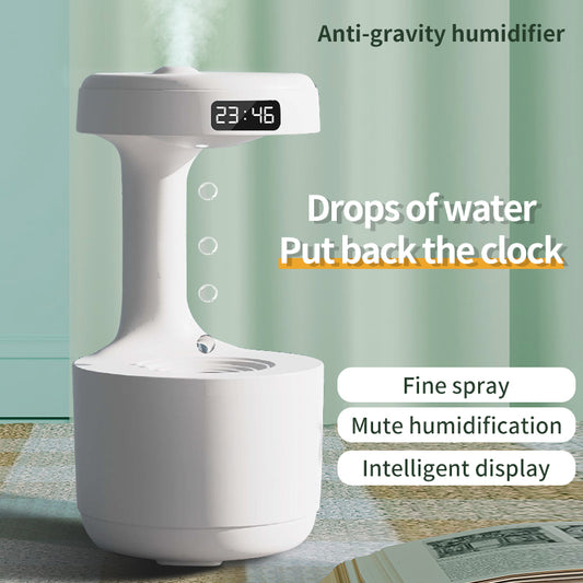 Bedroom Anti-Gravity Humidifier With Clock Water Drop Backflow Aroma Diffuser Large Capacity Office Bedroom Mute Heavy Fog Household Sprayer Pi-Mart
