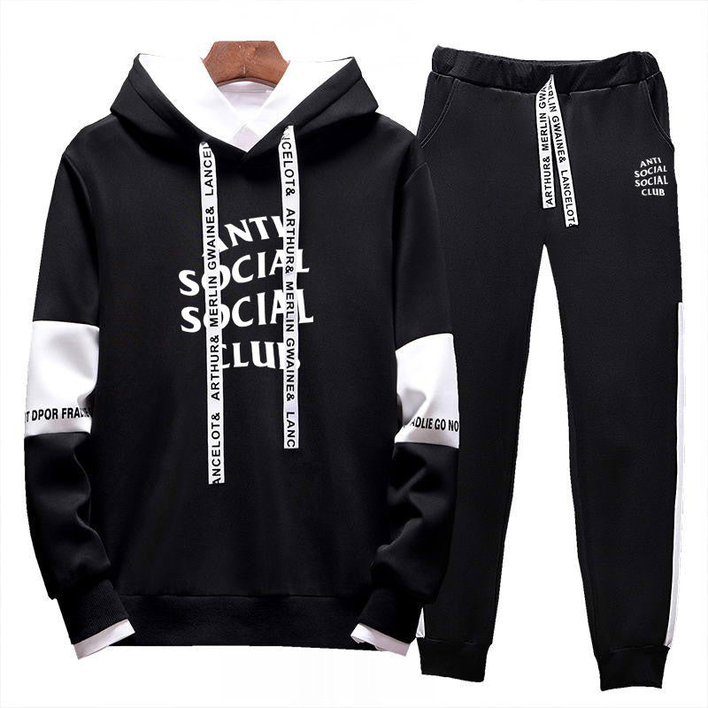 Hooded sweatshirt sports and leisure suit