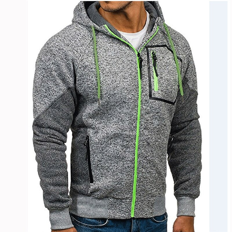 Men's Long Sleeve Hoodie Hoodie Zip Pocket Paneling Jacket