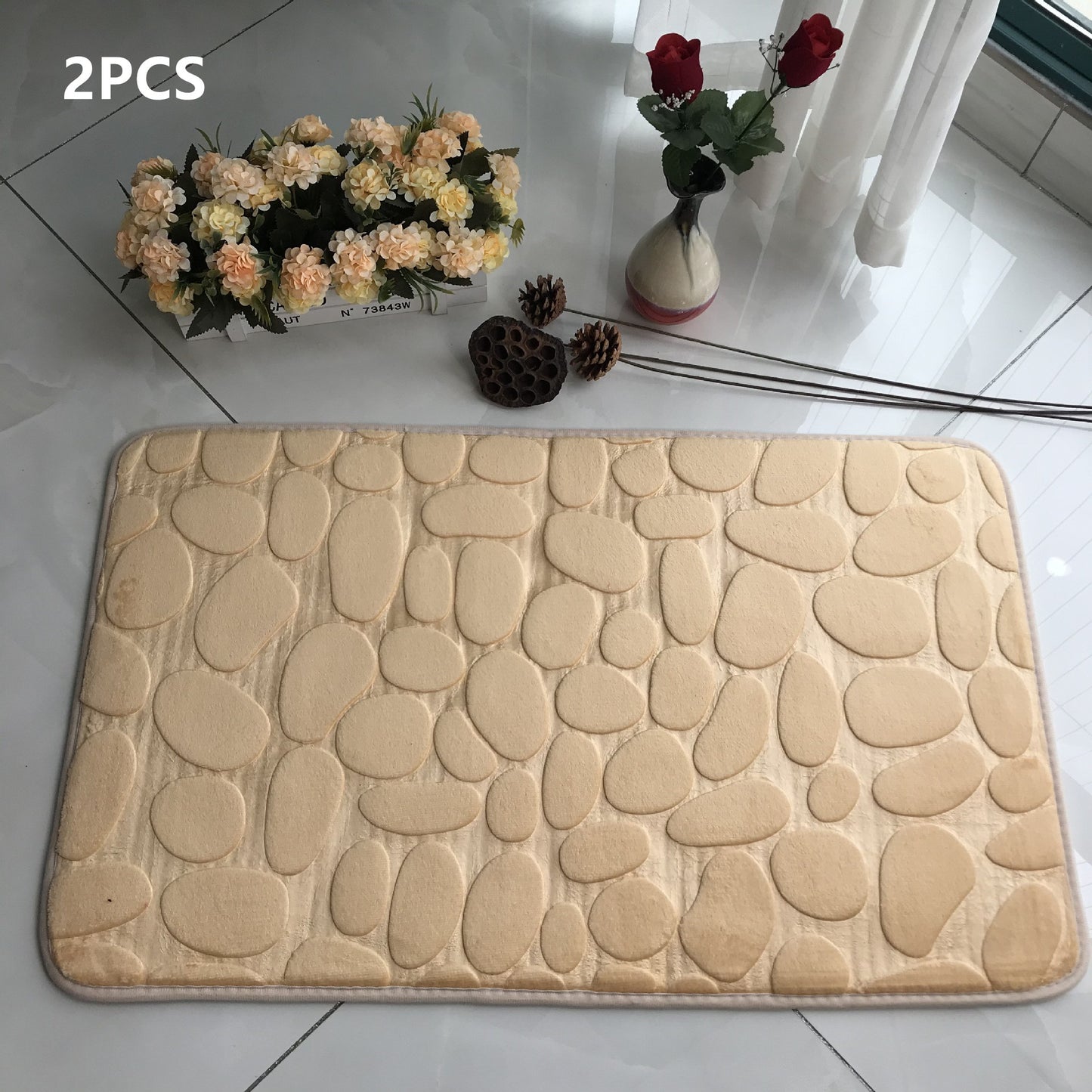 Absorbent Non-slip Stone Embossed Carpet Floor Mat