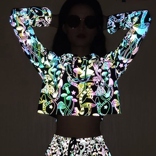 New Mushroom Reflective Hoodies Women LuxuryLifeWay Online Store
