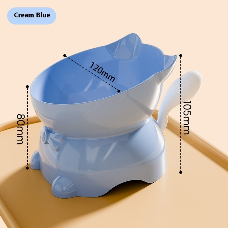 Stainless Steel Anti-fall Oblique Cat Bowl Pets Fashion