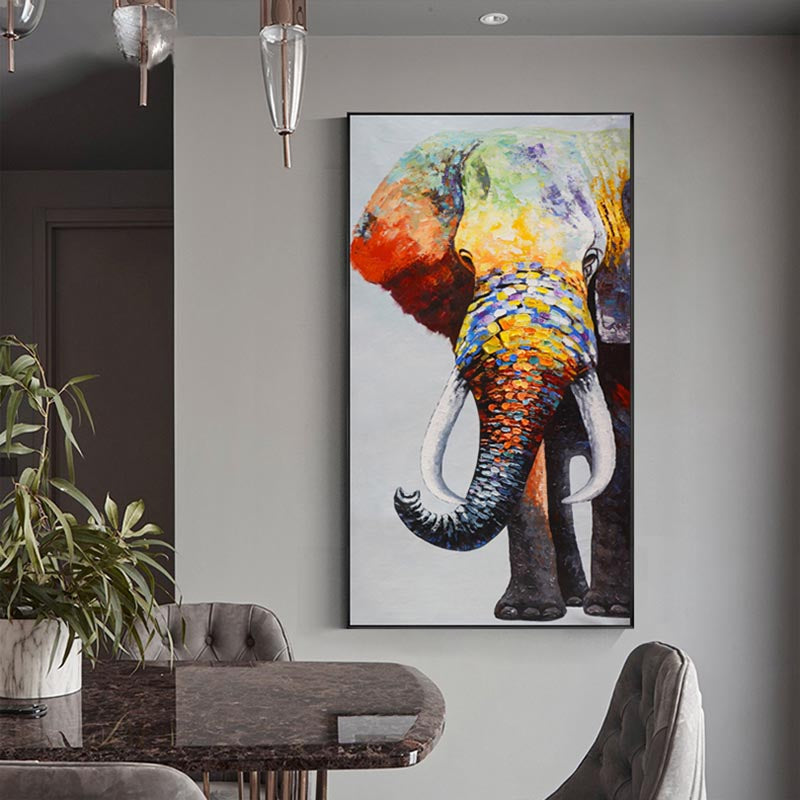Abstract Elephant Oil Painting Canvas Animal Wall Home Living Room Decor PearlNestDecor.com