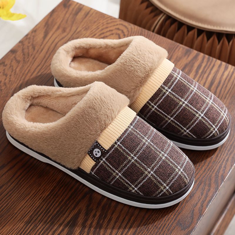 Mens Cotton Slippers For Winter Non-slip  Warm And With A Thick Sole Best YouTube Store