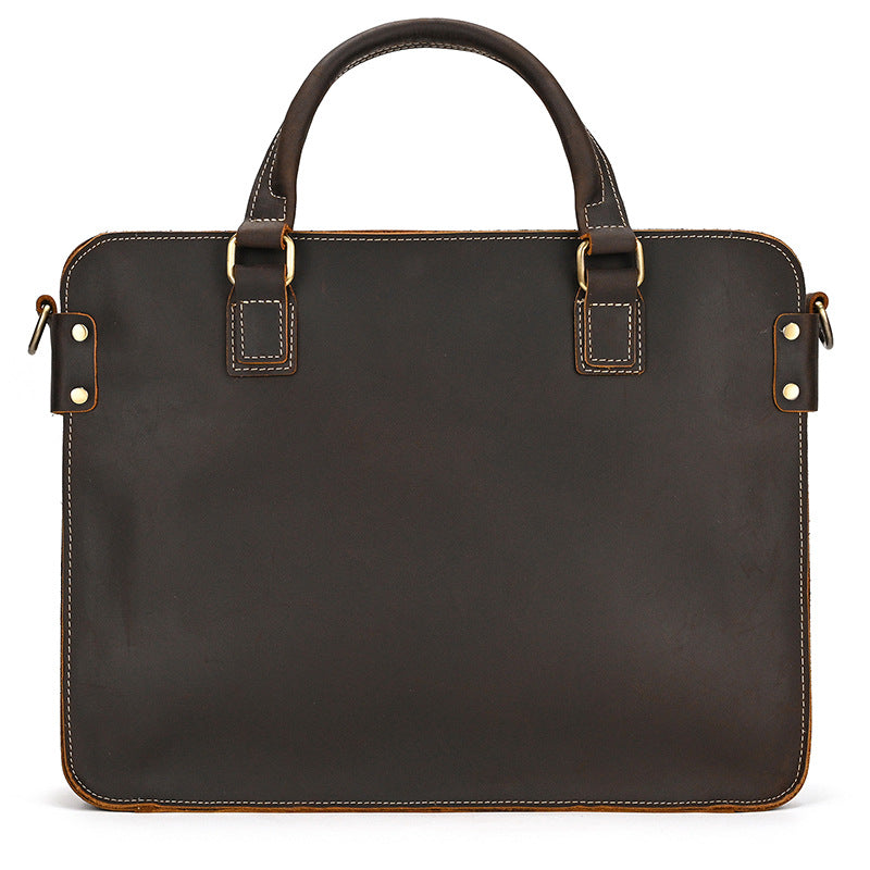 Retro Crazy Horse Leather Briefcase 14-inch Commuter Business CJD