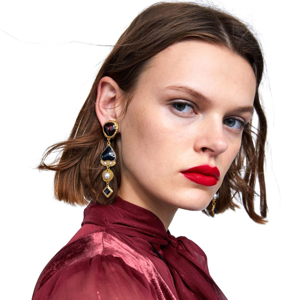 Exaggerated oil drop earring necklace