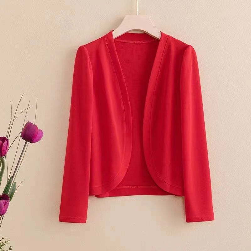 Shawl Cardigan Short Cardigan Pure Color All-matching Women NorixaFashion.com