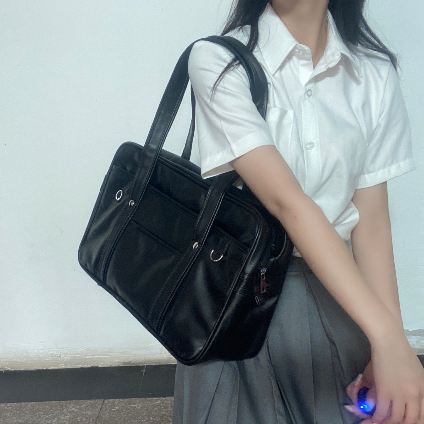 PU Uniform Bag, JK Large Handbag, School Bag With A Campus-supplied Feel, Japanese-style Female High School Student Bag, Unisex Shoulder Briefcase LadyShow.Store