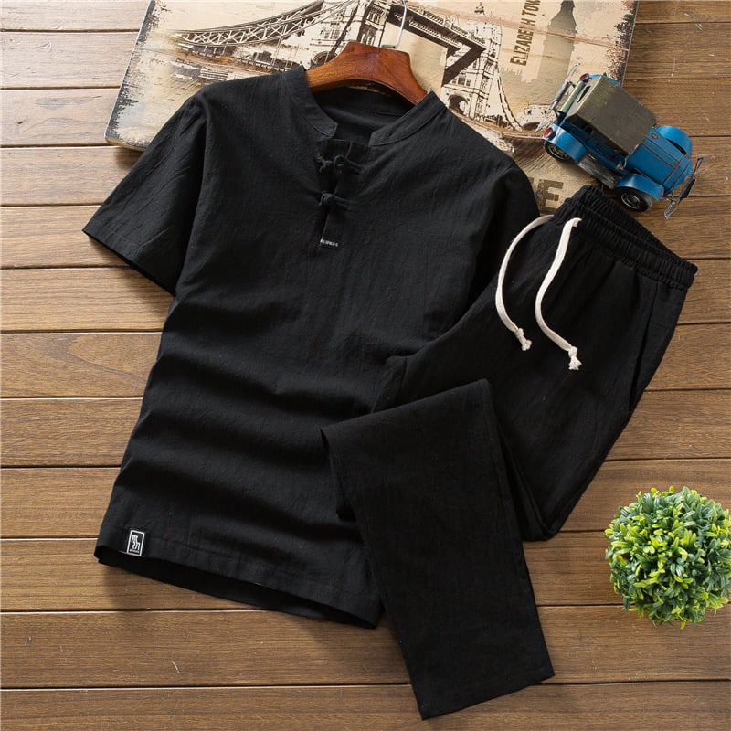 Chinese Style Short-Sleeved Linen Summer T-Shirt Pi-Mart