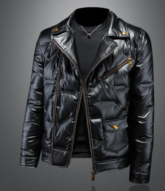 White Duck Down Shiny Suit Collar Men's Down Jacket LuxuryLifeWay Online Store