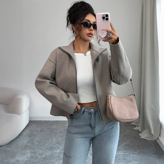 Solid Color Long Sleeve Jacket Coat Women's Clothing Best YouTube Store