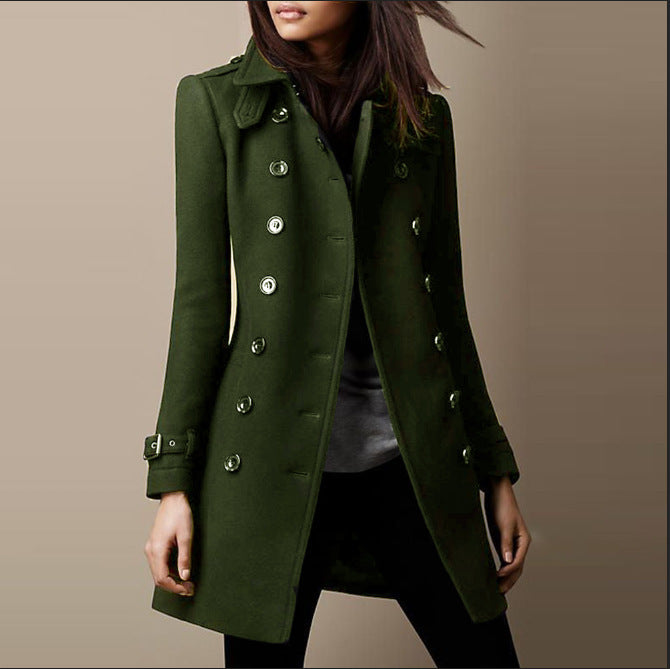 Streetwear Women Jackets Lined Double-breasted Ladies Loose Wool Overcoat Elegant Lapel Solid Pocketed Coats For Autumn Winter CJD