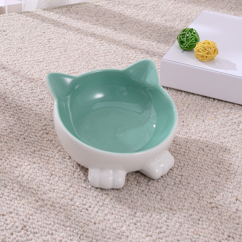 Ceramic Cat Bowl Anti Overturn Slanted Mouth Pets Fashion