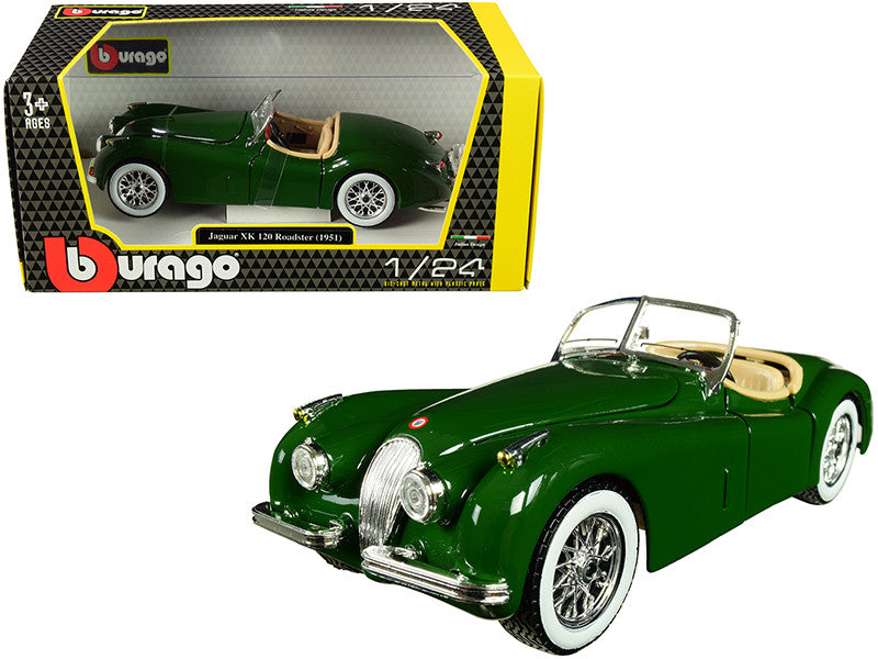 1951 Jaguar XK 120 Roadster Green 1/24 Diecast Model Car by Bburago LuxuryLifeWay Online Store