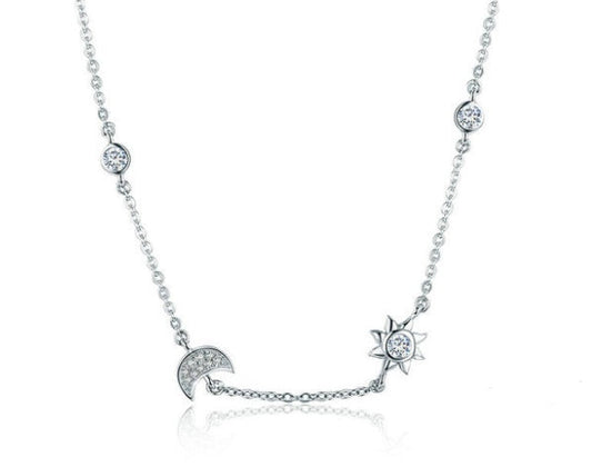 Sun Moon S925 Silver Necklace LadyShow.Store