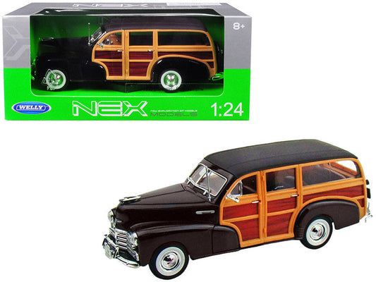 1948 Chevrolet Woody Fleetmaster Dark Brown 1/24 Diecast Model Car by Welly LuxuryLifeWay Online Store
