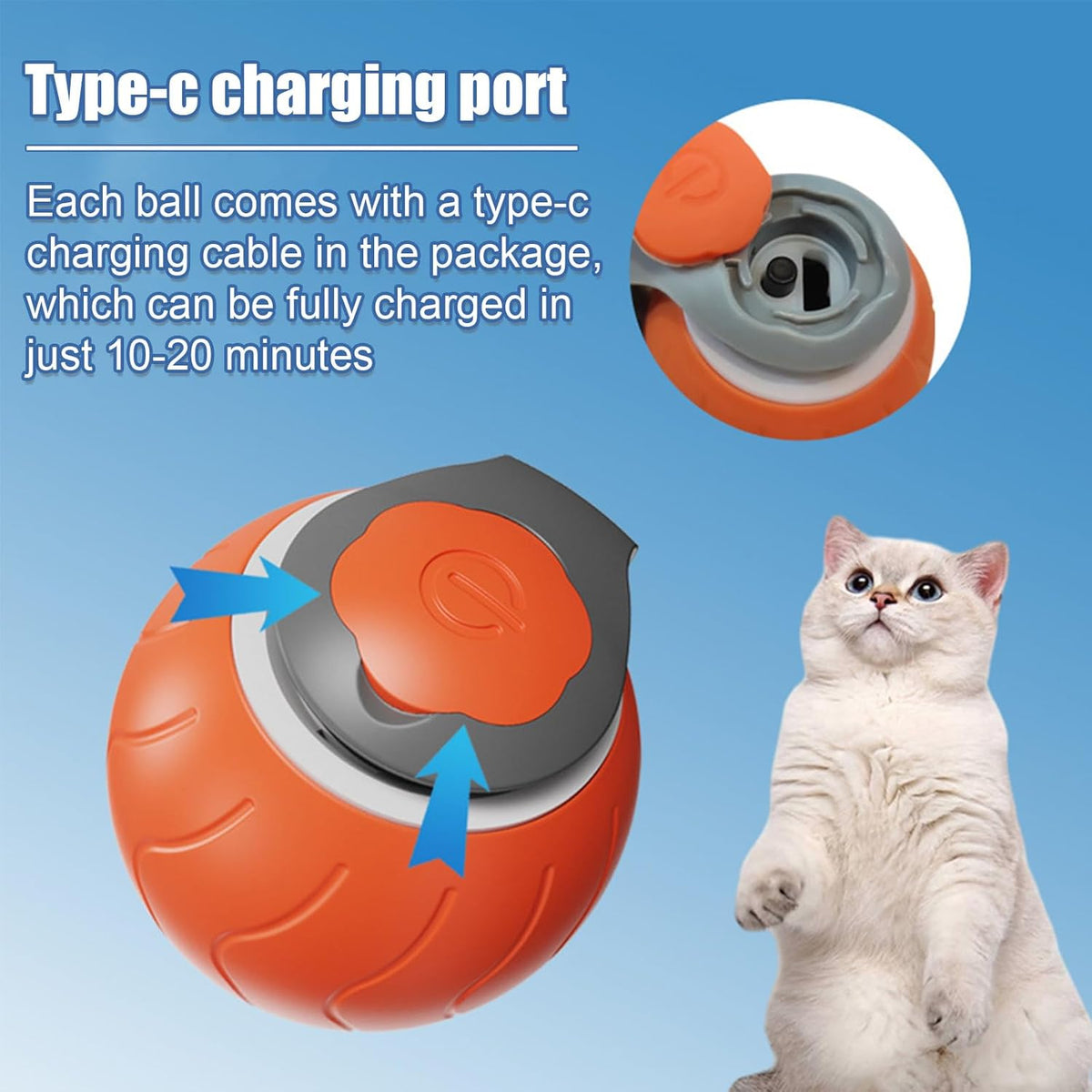 Speedy Tail Cat Toy,Interactive Cat Toy For Indoor Cats,Cat Ball Toy,Interactive Cat Toy Ball,Two Speed Adjustment,USB Rechargeable Pets Fashion