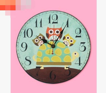European and American style rustic wall clock owl series wall clock retro wall clock PearlNestDecor.com