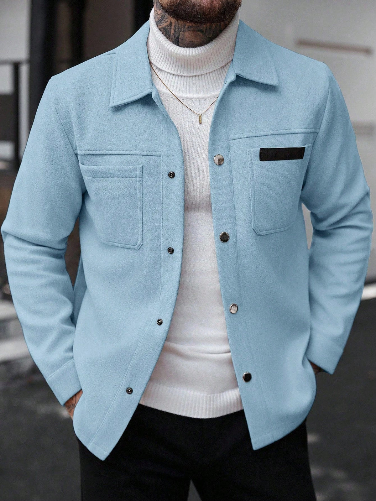 2026 Autumn Winter European And American Men's Fashion Pocket Woolen Jacket With Lapel Casual Single-Breasted Coat For Men 2600808 NorixaFashion.com
