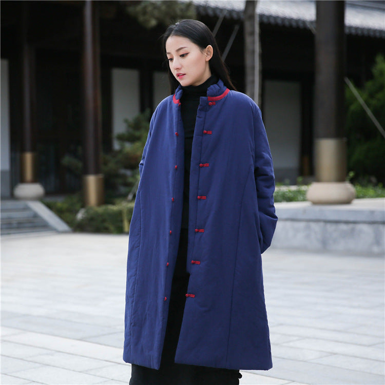 Retro Women's Artistic Cotton And Linen Clothing Buckle Cotton-padded Jacket LadyShow.Store