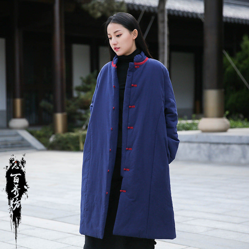 Retro Women's Artistic Cotton And Linen Clothing Buckle Cotton-padded Jacket LadyShow.Store