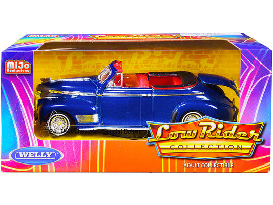 1941 Chevrolet Special Deluxe Convertible Candy Blue Metallic with Red Interior "Low Rider Collection" 1/24 Diecast Model Car by Welly LuxuryLifeWay Online Store