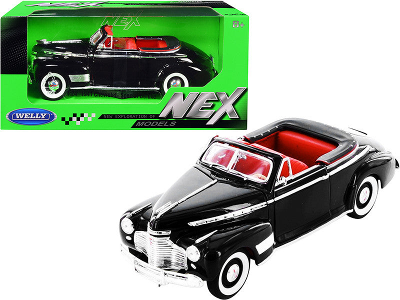 1941 Chevrolet Special Deluxe Convertible Black with Red Interior "NEX Models" 1/24 Diecast Model Car by Welly LuxuryLifeWay Online Store