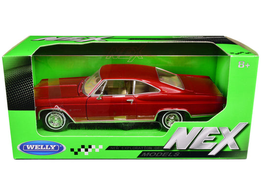 1965 Chevrolet Impala SS 396 Red Metallic "NEX Models" 1/24 Diecast Model Car by Welly LuxuryLifeWay Online Store