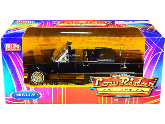 1963 Chevrolet Impala SS Convertible Black "Low Rider Collection" 1/24 Diecast Model Car by Welly LuxuryLifeWay Online Store