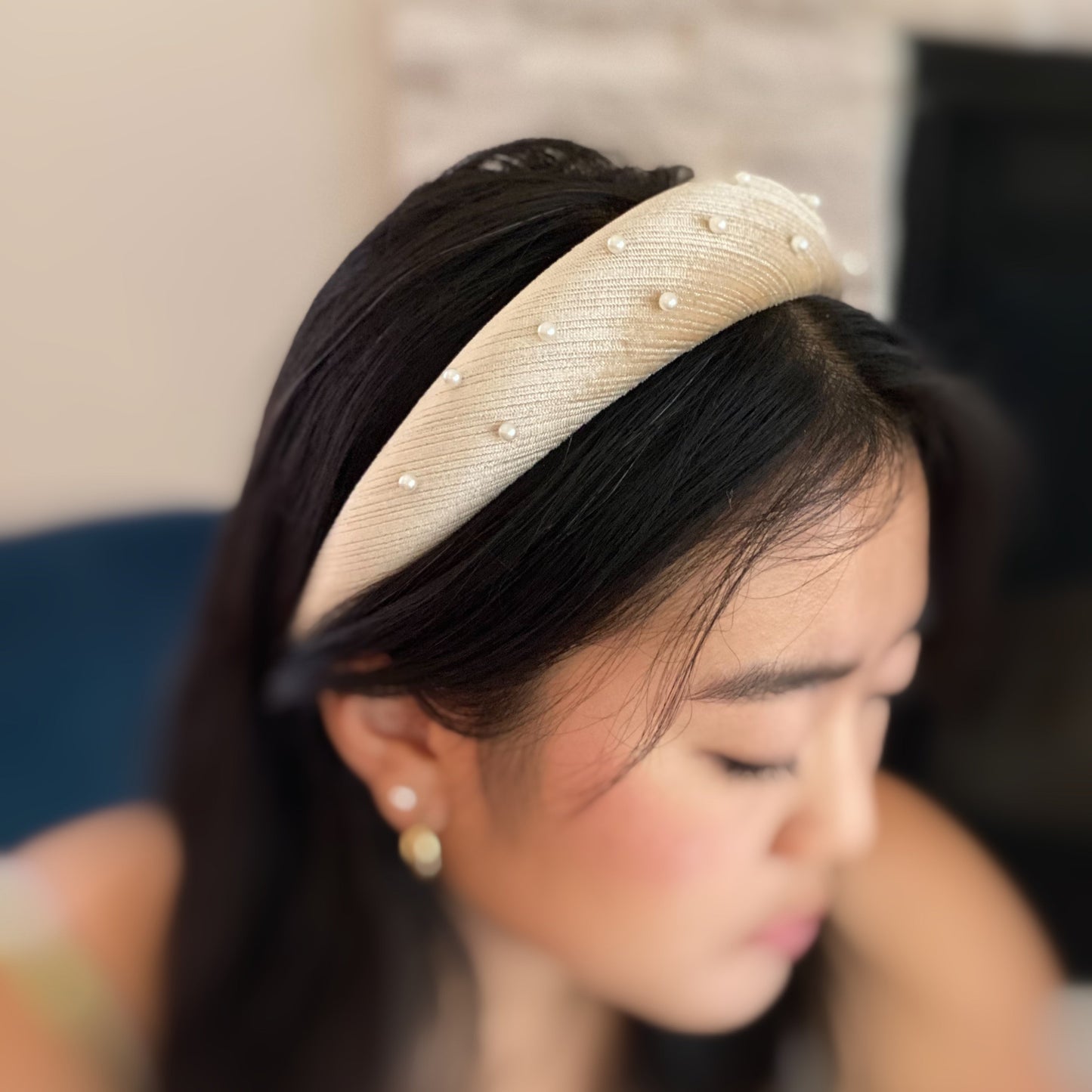 Silky Velvet Pearl Headband LadyShow.Store