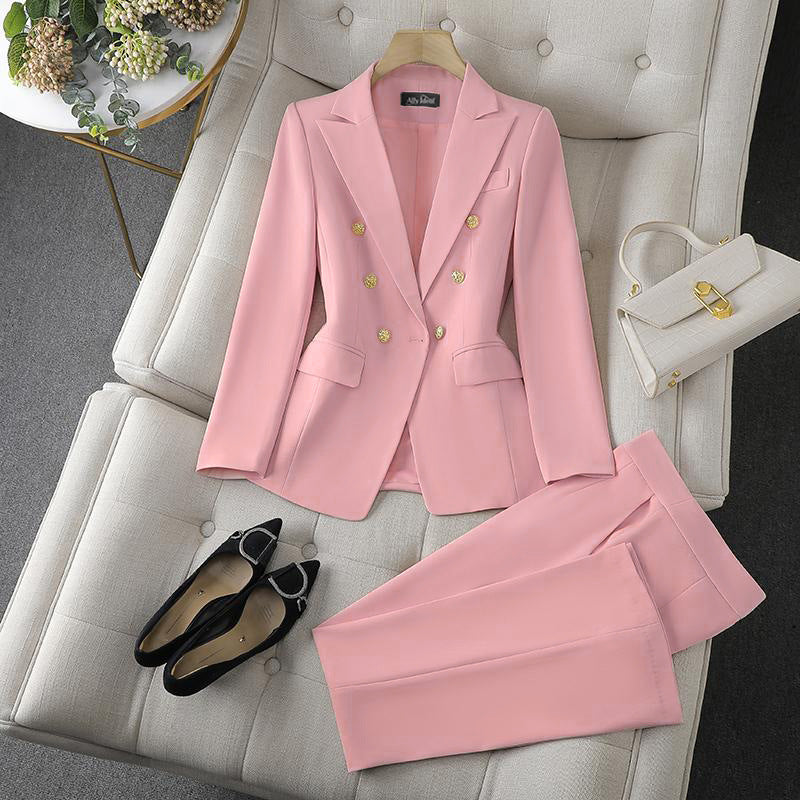 New All-matching Casual Suit Lapel Button-down Jacket And Slim-fit Trousers For Women's Office Business Set Clothing NorixaFashion.com