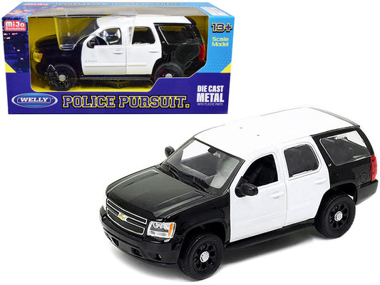 2008 Chevrolet Tahoe Unmarked Police Car Black and White 1/24 Diecast Model Car by Welly LuxuryLifeWay Online Store
