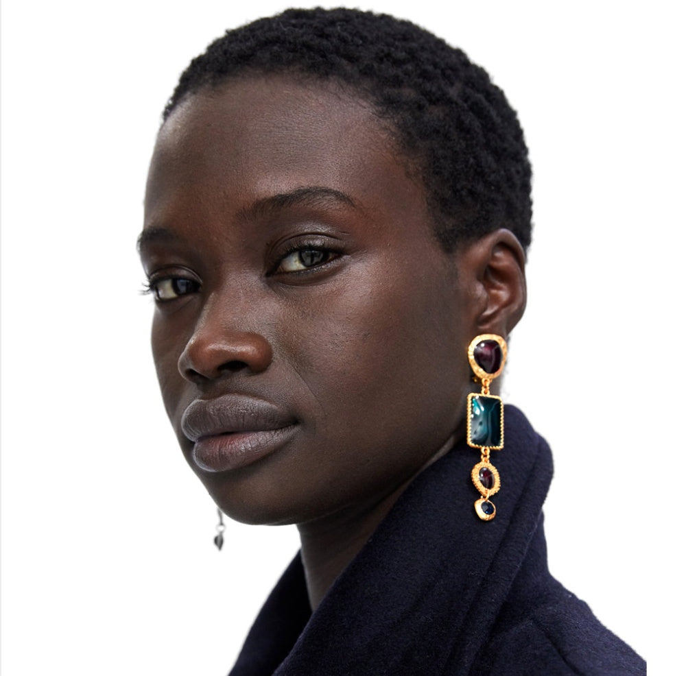 Exaggerated oil drop earring necklace