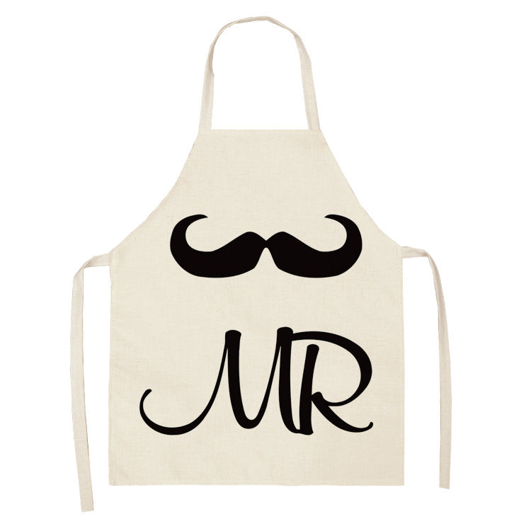 Letter Linen Apron Kitchen Stain-resistant Sleeveless Coverall PearlNestDecor.com