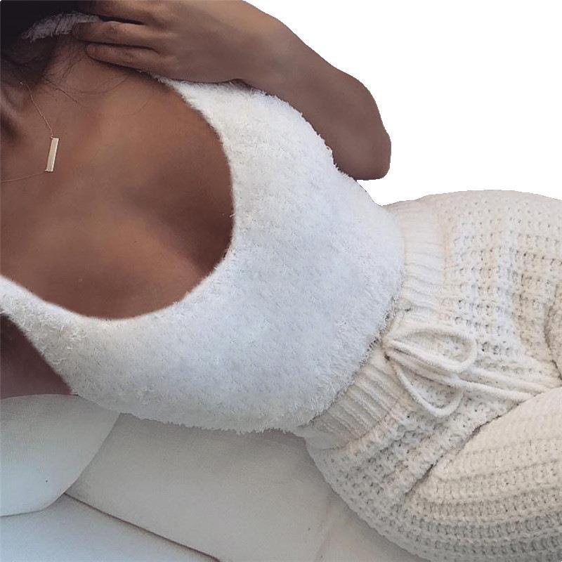 3pcs Womens Clothing Long Sleeve Crop Tank Top And Drawstring Shorts Pajama Set NorixaFashion.com