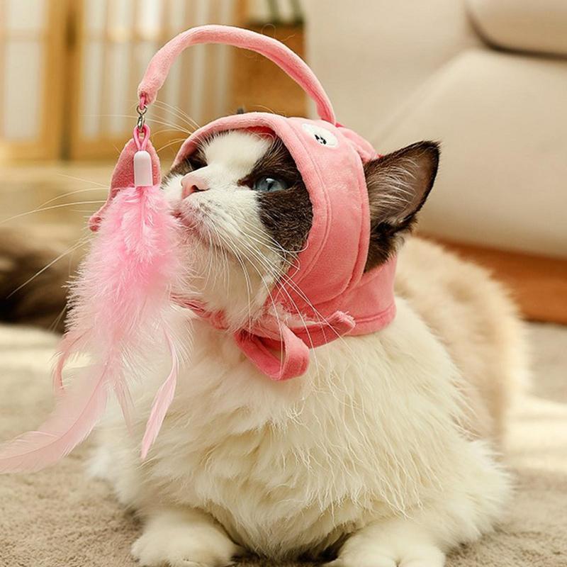 New Head Wearing Feather Funny Cat Stick Funny Cat Toy Stick Gray Big Eye Pet Toys Pet Products Pets Fashion