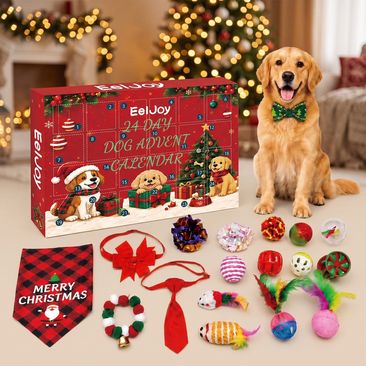 24 Day Dog Christmas Countdown Calendar 1st  Product Size 30 X  5 X 21.6cm  Material Polyester, Alloy Tri Light Beauty
